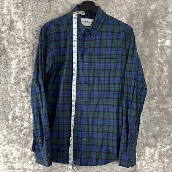 Goodfellow Co Size S Checker Stretch Casual Button Shirt Long Sleeve Pocket - Picture 2 of 8